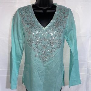 Embellished Women's Tank Top Glitter Cotton Size S